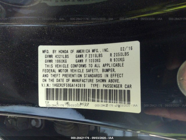 Photo 8 VIN: 1HGCR2F59GA140619 - HONDA ACCORD SEDAN 