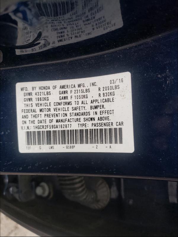 Photo 9 VIN: 1HGCR2F59GA162877 - HONDA ACCORD SPO 