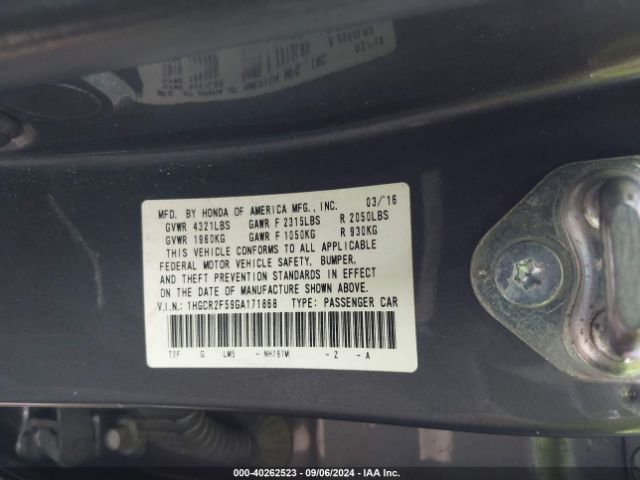 Photo 8 VIN: 1HGCR2F59GA171868 - HONDA ACCORD 