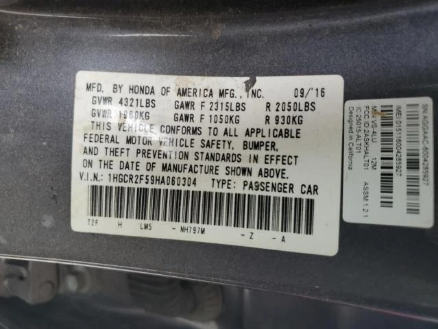 Photo 11 VIN: 1HGCR2F59HA060304 - HONDA ACCORD SPO 