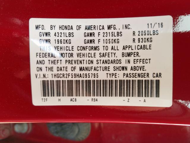 Photo 9 VIN: 1HGCR2F59HA095795 - HONDA ACCORD SPO 