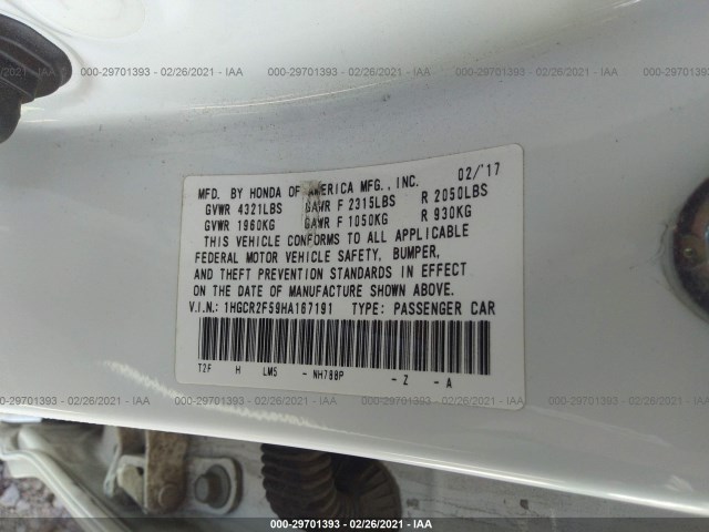 Photo 8 VIN: 1HGCR2F59HA167191 - HONDA ACCORD SEDAN 