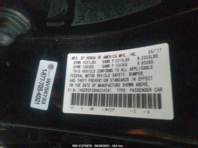 Photo 8 VIN: 1HGCR2F59HA234081 - HONDA ACCORD SEDAN 