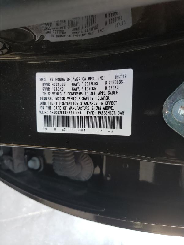 Photo 9 VIN: 1HGCR2F59HA301648 - HONDA ACCORD 