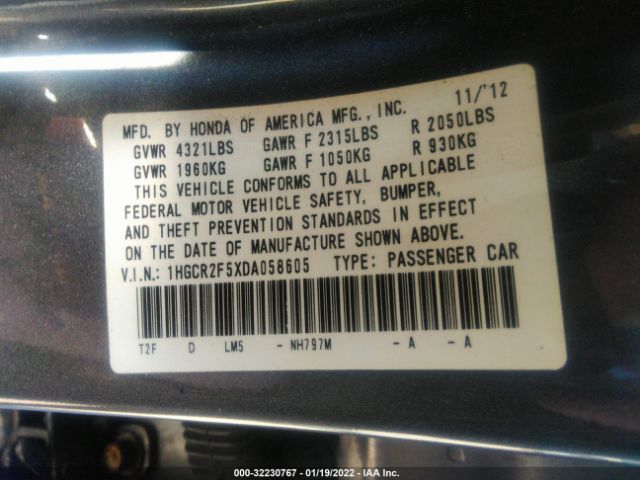 Photo 8 VIN: 1HGCR2F5XDA058605 - HONDA ACCORD SDN 