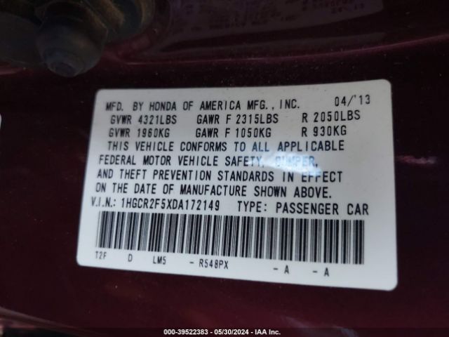 Photo 8 VIN: 1HGCR2F5XDA172149 - HONDA ACCORD 