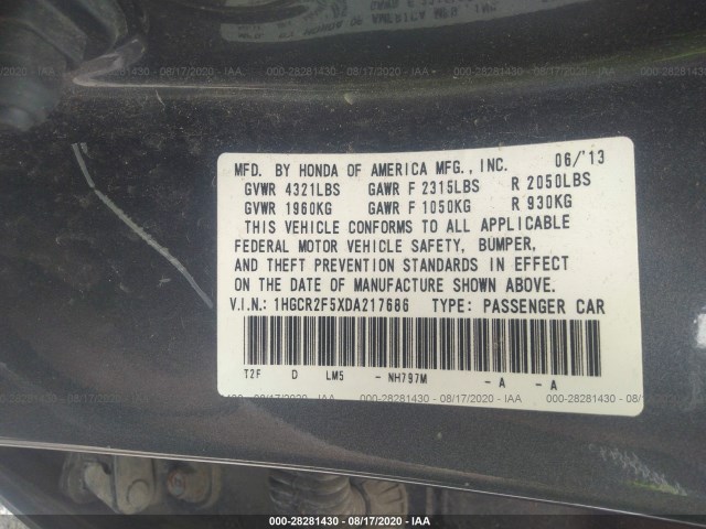 Photo 8 VIN: 1HGCR2F5XDA217686 - HONDA ACCORD SDN 