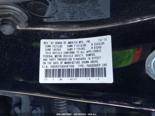 Photo 8 VIN: 1HGCR2F5XEA067399 - HONDA ACCORD 