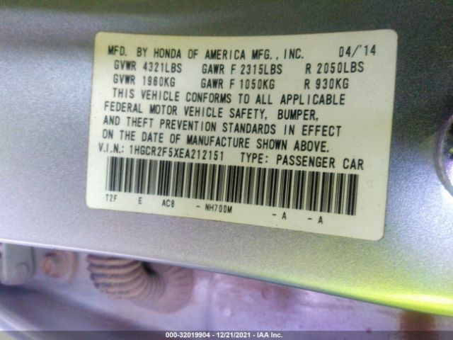 Photo 8 VIN: 1HGCR2F5XEA212151 - HONDA ACCORD SEDAN 