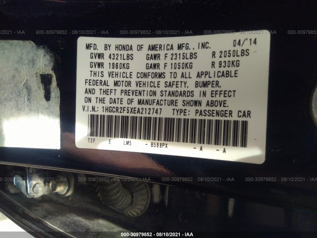 Photo 8 VIN: 1HGCR2F5XEA212747 - HONDA ACCORD SEDAN 