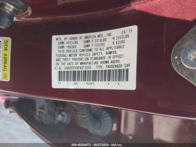 Photo 8 VIN: 1HGCR2F5XFA213205 - HONDA ACCORD 