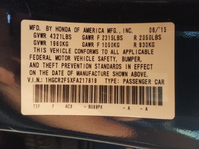 Photo 9 VIN: 1HGCR2F5XFA217819 - HONDA ACCORD SPO 