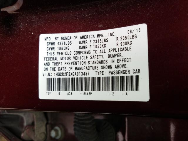 Photo 9 VIN: 1HGCR2F5XGA013457 - HONDA ACCORD SPO 