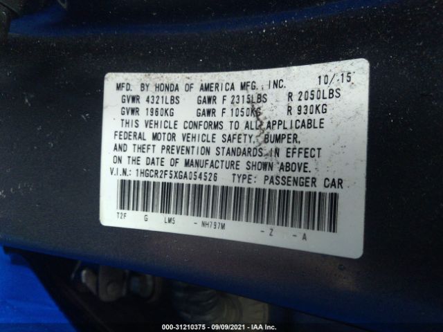 Photo 8 VIN: 1HGCR2F5XGA054526 - HONDA ACCORD SEDAN 