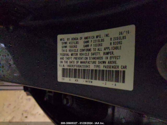 Photo 8 VIN: 1HGCR2F5XGA235643 - HONDA ACCORD 