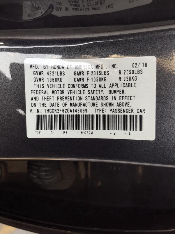 Photo 9 VIN: 1HGCR2F62GA146089 - HONDA ACCORD SPO 