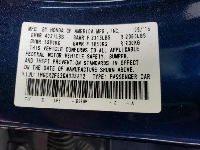 Photo 12 VIN: 1HGCR2F63GA035812 - HONDA ACCORD 