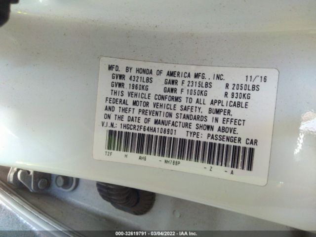 Photo 8 VIN: 1HGCR2F64HA108901 - HONDA ACCORD SEDAN 