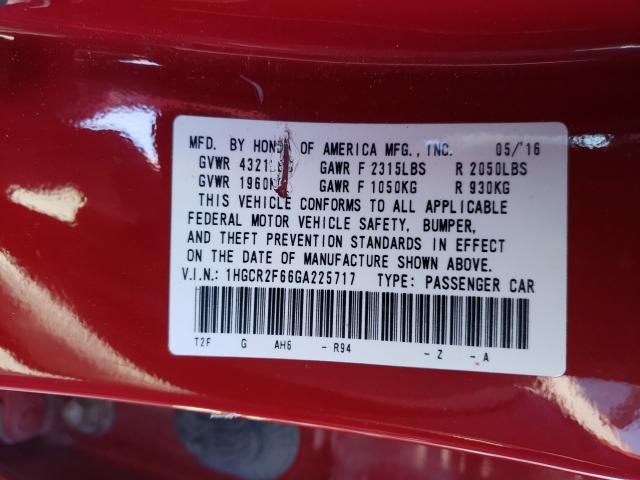 Photo 9 VIN: 1HGCR2F66GA225717 - HONDA ACCORD SPO 