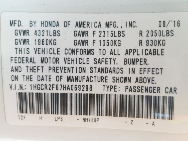 Photo 9 VIN: 1HGCR2F67HA069298 - HONDA ACCORD SPO 