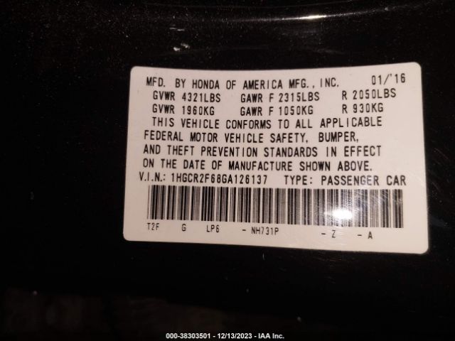 Photo 8 VIN: 1HGCR2F68GA126137 - HONDA ACCORD 