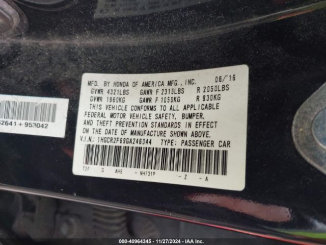 Photo 8 VIN: 1HGCR2F69GA246044 - HONDA ACCORD 