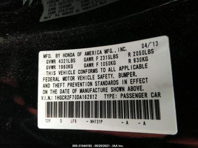 Photo 8 VIN: 1HGCR2F70DA162912 - HONDA ACCORD SDN 