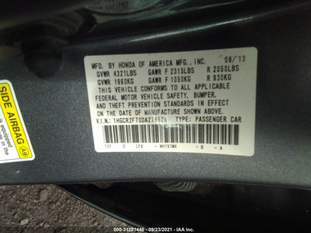 Photo 8 VIN: 1HGCR2F70DA278529 - HONDA ACCORD SDN 