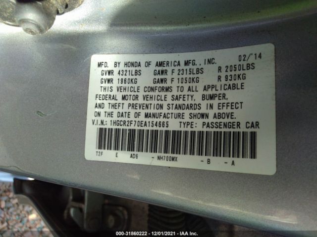 Photo 8 VIN: 1HGCR2F70EA154665 - HONDA ACCORD SEDAN 