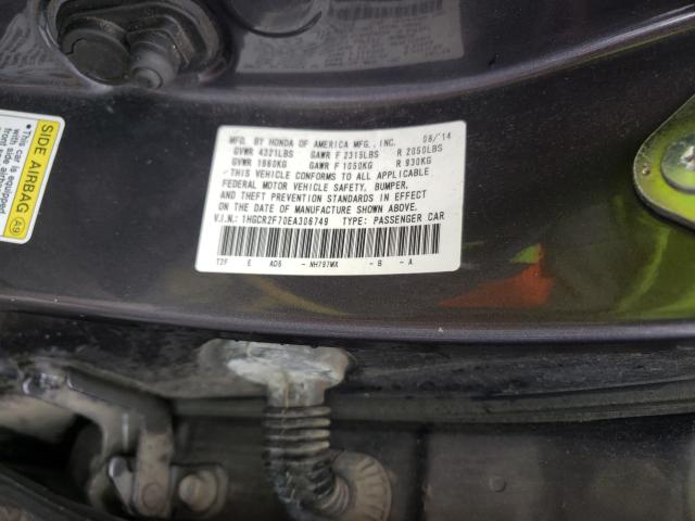 Photo 9 VIN: 1HGCR2F70EA306749 - HONDA ACCORD EX 