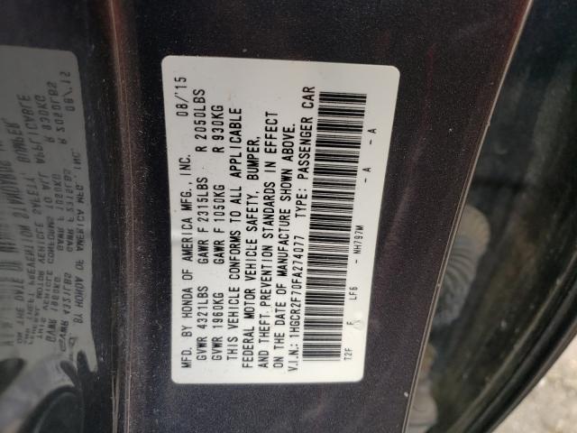 Photo 9 VIN: 1HGCR2F70FA274077 - HONDA ACCORD EX 