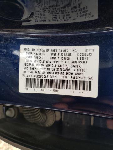 Photo 9 VIN: 1HGCR2F70GA100978 - HONDA ACCORD EX 