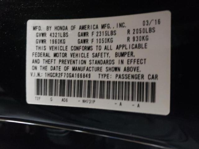 Photo 9 VIN: 1HGCR2F70GA166849 - HONDA ACCORD EX 