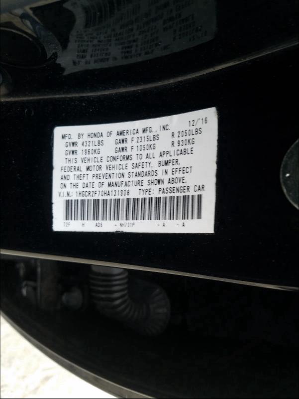 Photo 9 VIN: 1HGCR2F70HA131908 - HONDA ACCORD EX 