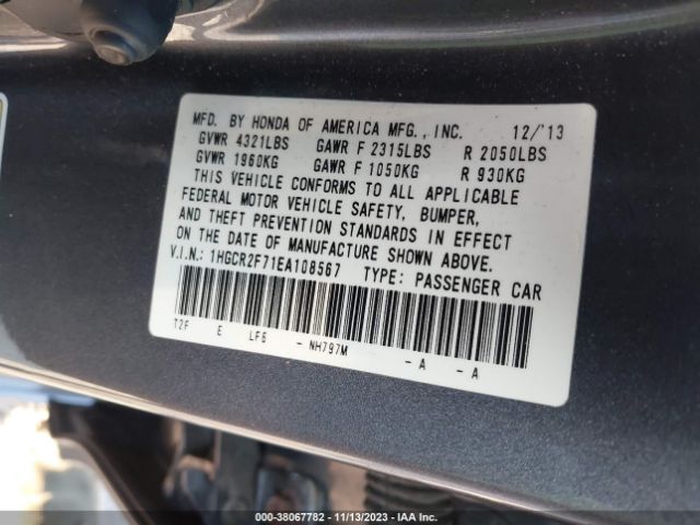 Photo 8 VIN: 1HGCR2F71EA108567 - HONDA ACCORD 