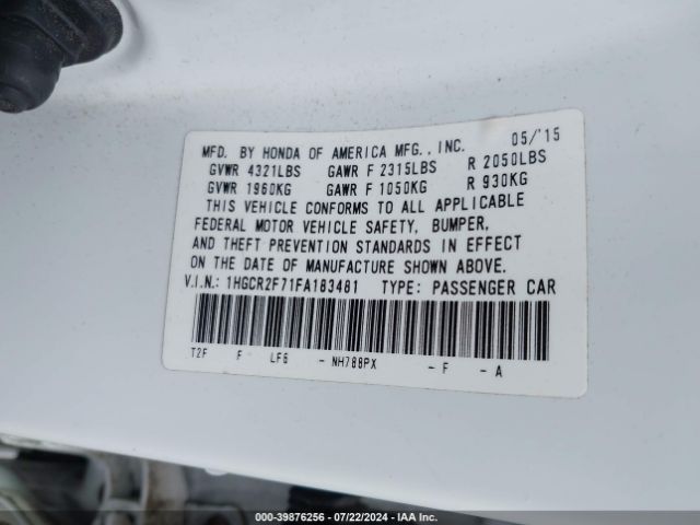 Photo 8 VIN: 1HGCR2F71FA183481 - HONDA ACCORD 