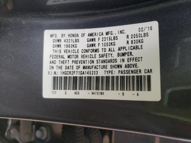 Photo 9 VIN: 1HGCR2F71GA145203 - HONDA ACCORD EX 