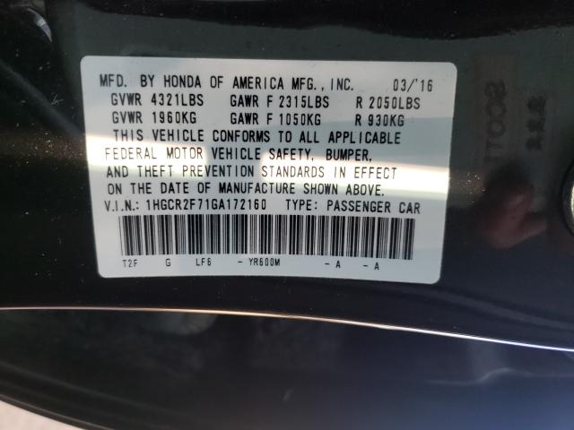 Photo 9 VIN: 1HGCR2F71GA172160 - HONDA ACCORD EX 