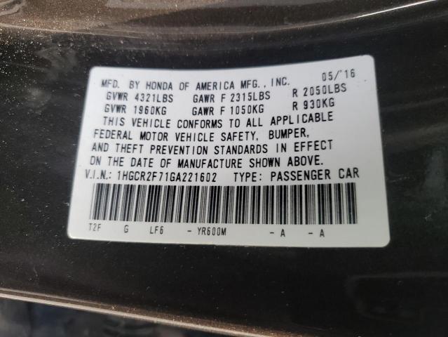 Photo 11 VIN: 1HGCR2F71GA221602 - HONDA ACCORD EX 