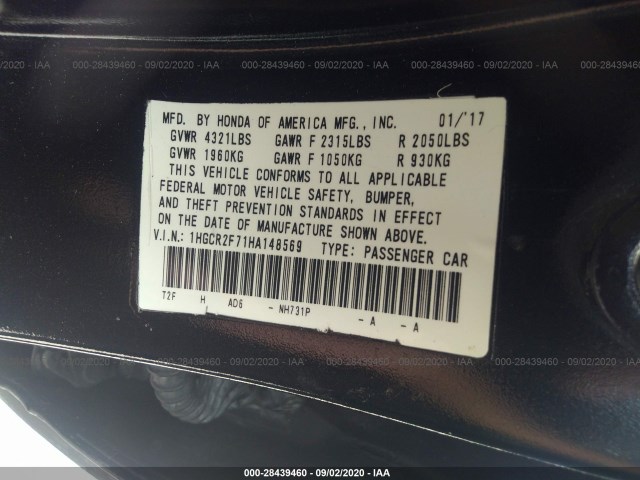 Photo 8 VIN: 1HGCR2F71HA148569 - HONDA ACCORD SEDAN 