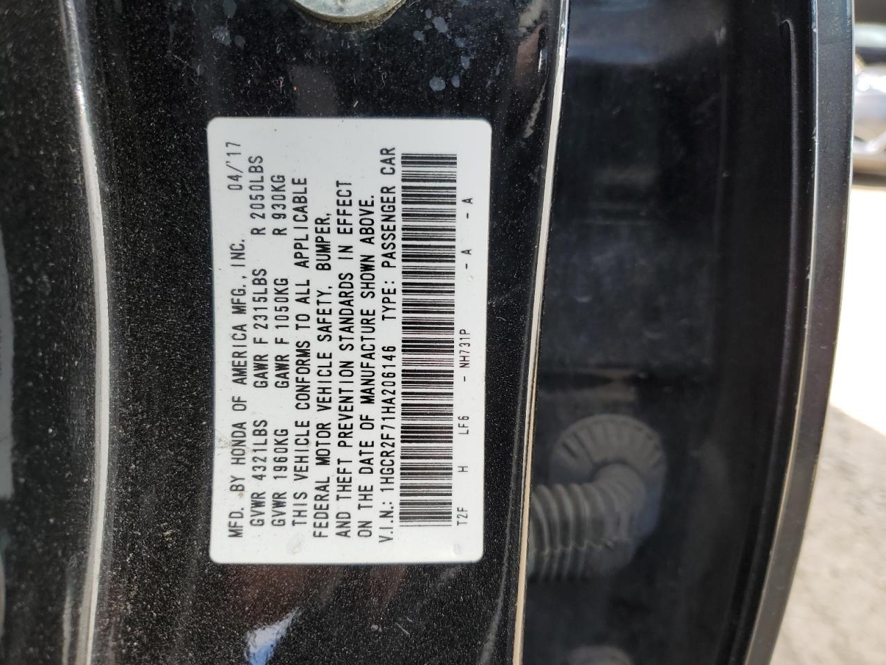 Photo 11 VIN: 1HGCR2F71HA206146 - HONDA ACCORD 