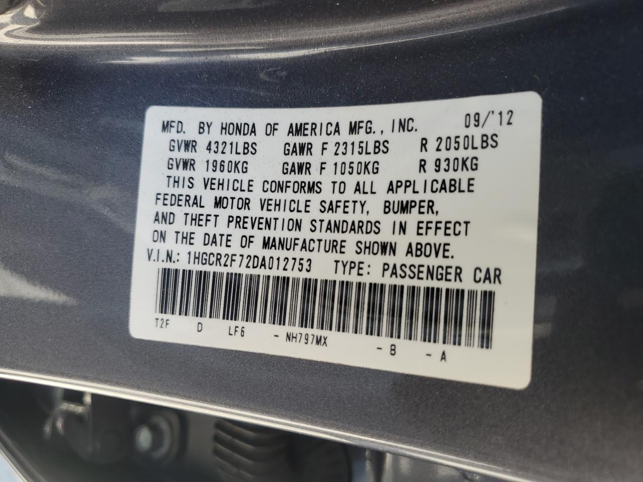 Photo 11 VIN: 1HGCR2F72DA012753 - HONDA ACCORD 