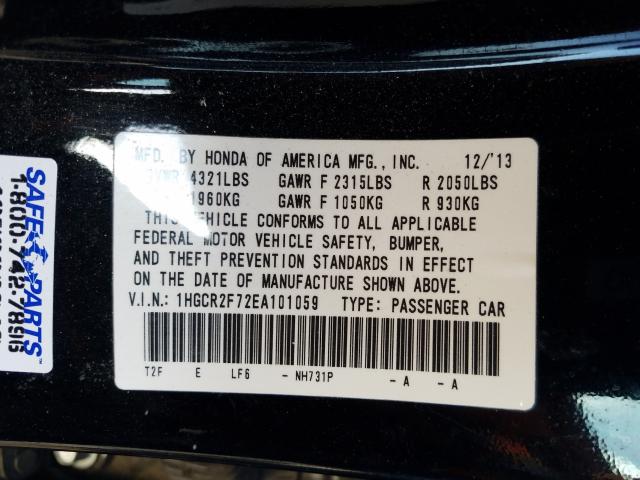 Photo 9 VIN: 1HGCR2F72EA101059 - HONDA ACCORD EX 