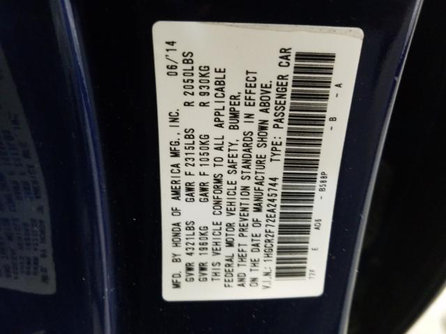 Photo 9 VIN: 1HGCR2F72EA245744 - HONDA ACCORD EX 