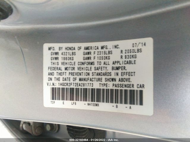 Photo 8 VIN: 1HGCR2F72EA281773 - HONDA ACCORD SEDAN 