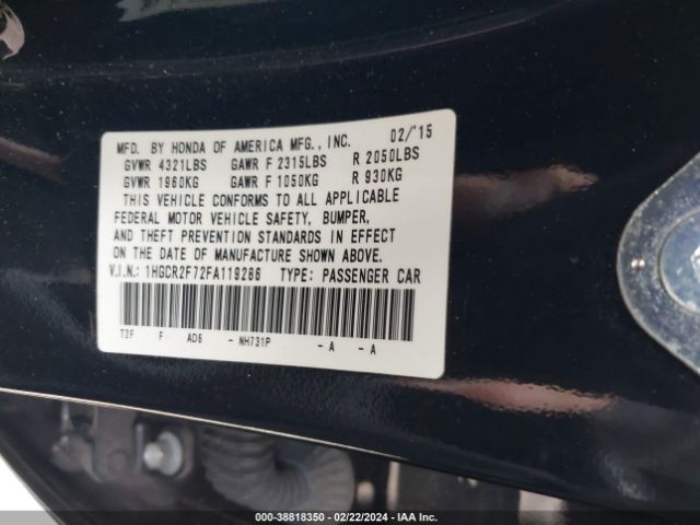 Photo 8 VIN: 1HGCR2F72FA119286 - HONDA ACCORD 