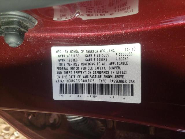 Photo 9 VIN: 1HGCR2F72GA045675 - HONDA ACCORD EX 