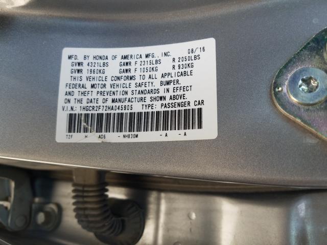 Photo 9 VIN: 1HGCR2F72HA045905 - HONDA ACCORD EX 