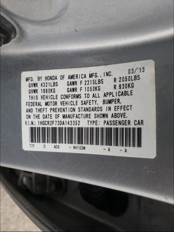 Photo 9 VIN: 1HGCR2F73DA143352 - HONDA ACCORD EX 