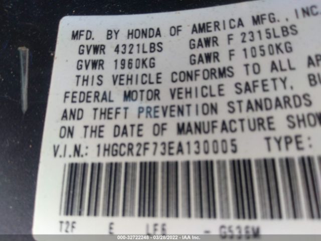 Photo 8 VIN: 1HGCR2F73EA130005 - HONDA ACCORD SEDAN 